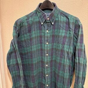 VTG Ralph Lauren Shirt Men Large Green Watch Plaid Flannel Blaire Pony Button Up
